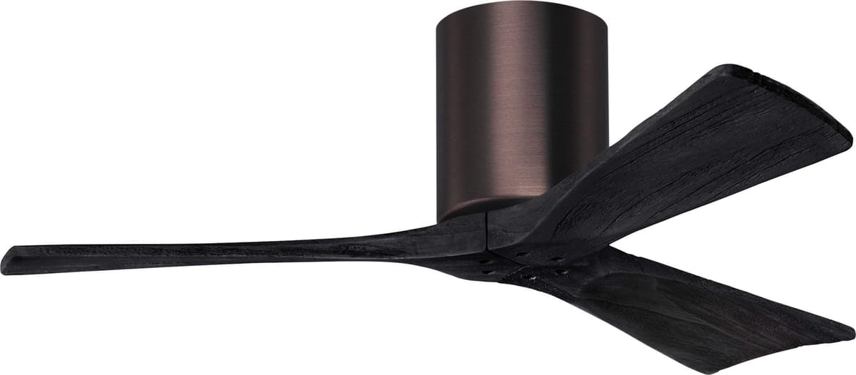 Matthews Irene 42" Flush Mount DC, 3 hojas madera negro, control remoto y pared, damp-rated IR3H-BB-BK-42