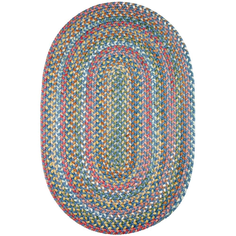 Super Area Rugs Gemstone Alfombra trenzada interior/exterior - Sapphire - 6' x 9' Oval RHO-CJ95R072X108