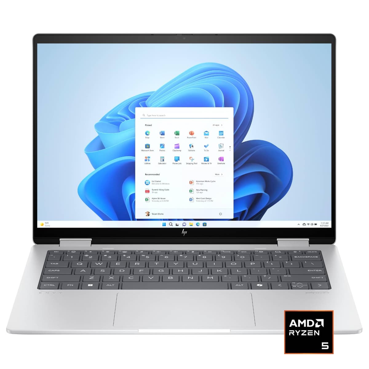 HP - Envy 2 en 1 14" Pantalla táctil ancha Ultra XGA - AMD Ryzen 5 - 16 GB de memoria - SSD de 512 GB - Plata Glaciar Windows AI: Copilot 14-fa0013dx