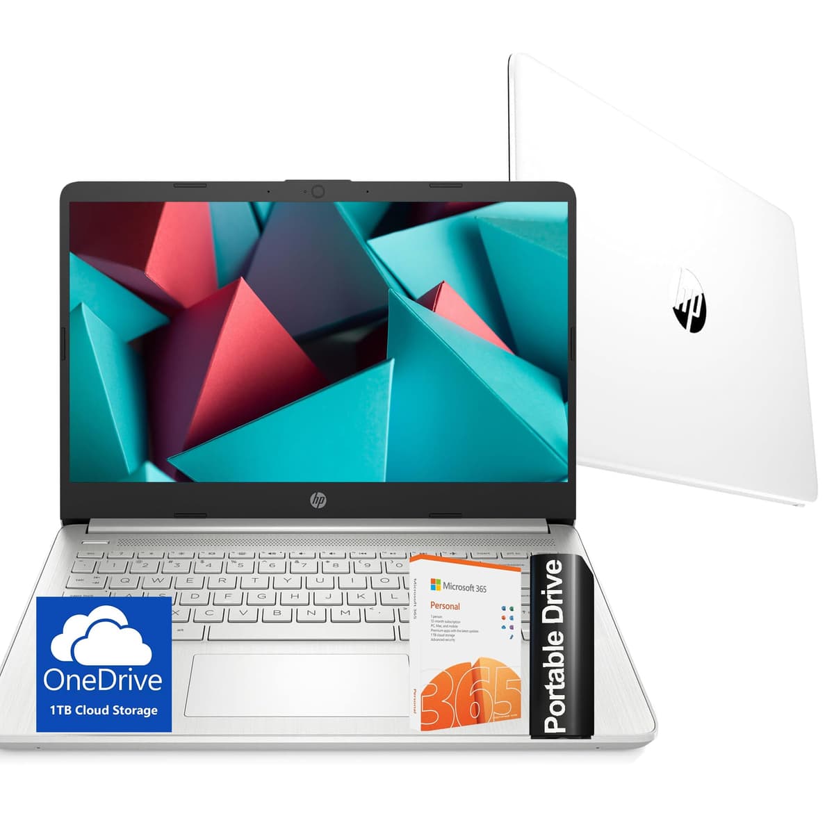 Hp Ultrabook 14 Portátil con Microsoft 365 Gratis • 16GB RAM • CPU Intel de 4 Núcleos • 1.1TB de Almacenamiento (64GB Integrados con 64GB Externos + 1TB en OneDrive) • Windows 11 sin Auriculares • Blanco 8B3V