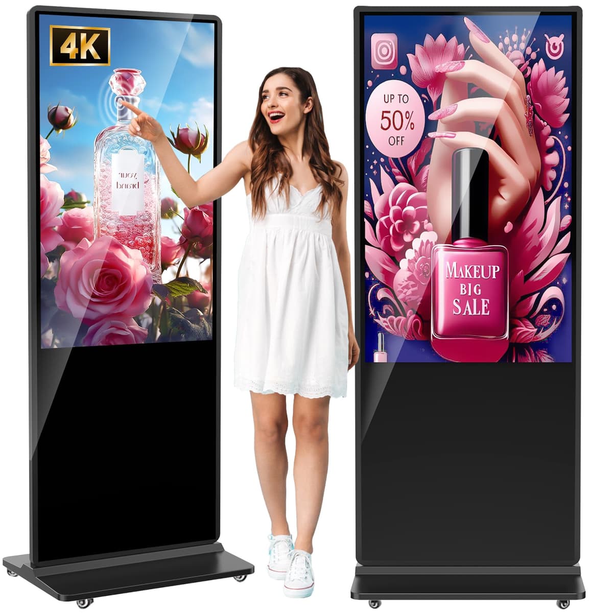 YCKJNB 55" Pantalla táctil 4K para señalización interior con CMS y Android QIXZOCV-43-B-HB