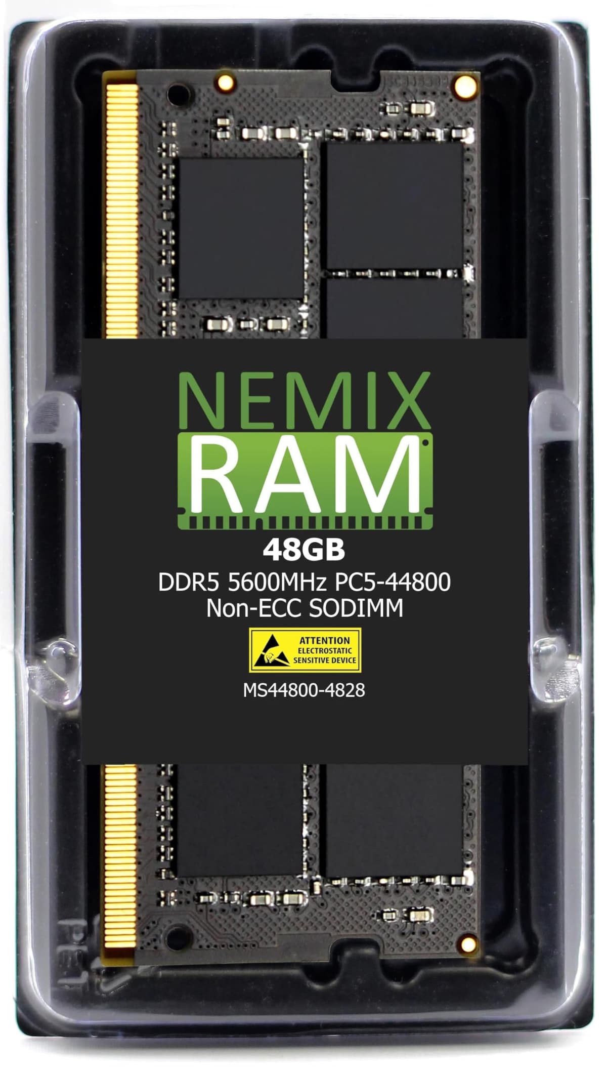 NEMIX RAM 48GB (1x48GB) DDR5 5600 MHz PC5-44800 2Rx8 1.1V CL46 262 pines Non-ECC SODIMM Memoria para Laptop/PC