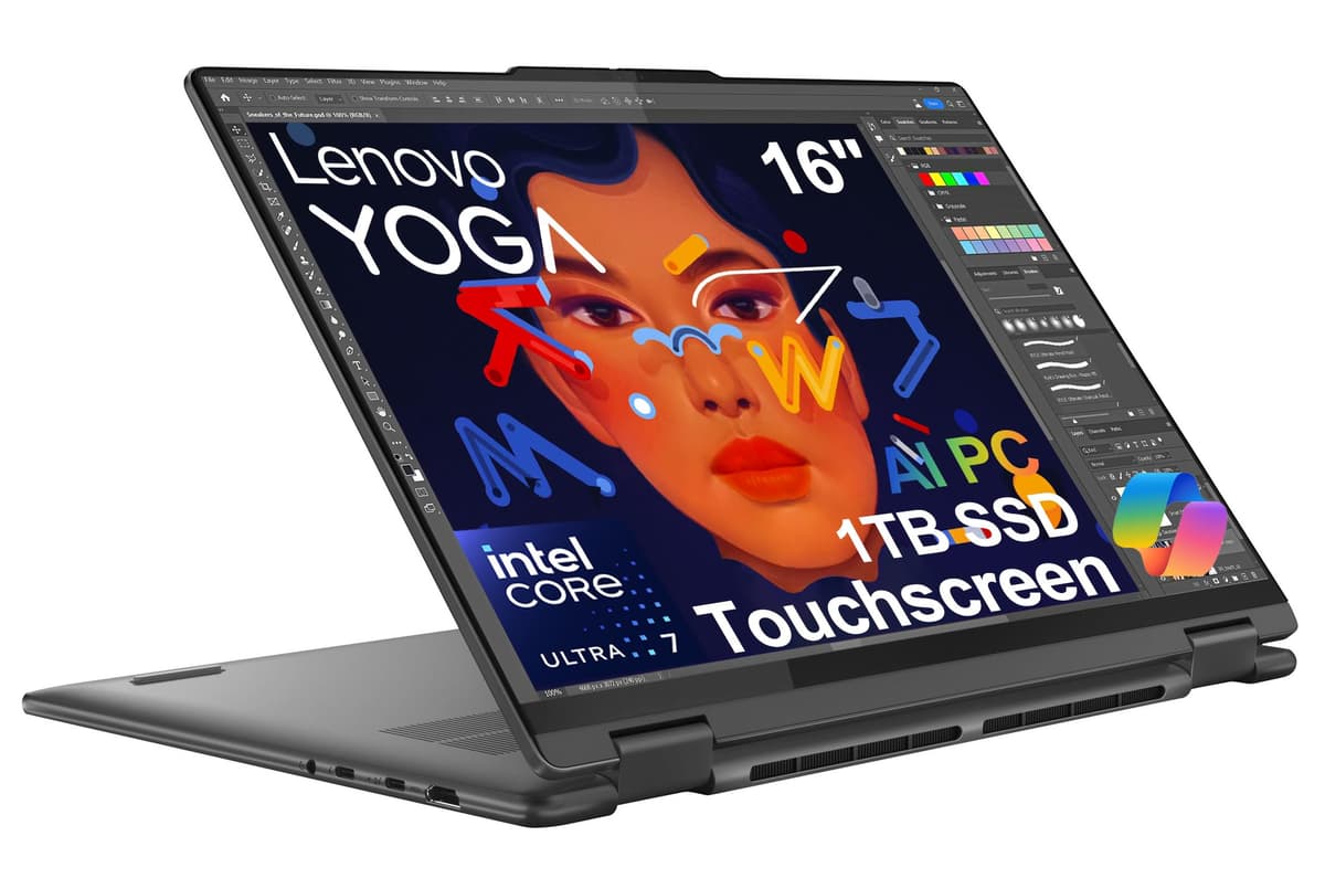 Lenovo Yoga 7i 2 en 1 16" Copilot+ Batería Extra Larga Pantalla Táctil 16" WUXGA FHD+ 16 GB RAM 1 TB Almacenamiento Intel Core Ultra 7 155U Procesador de 12 núcleos Windows 11 Home, Gris