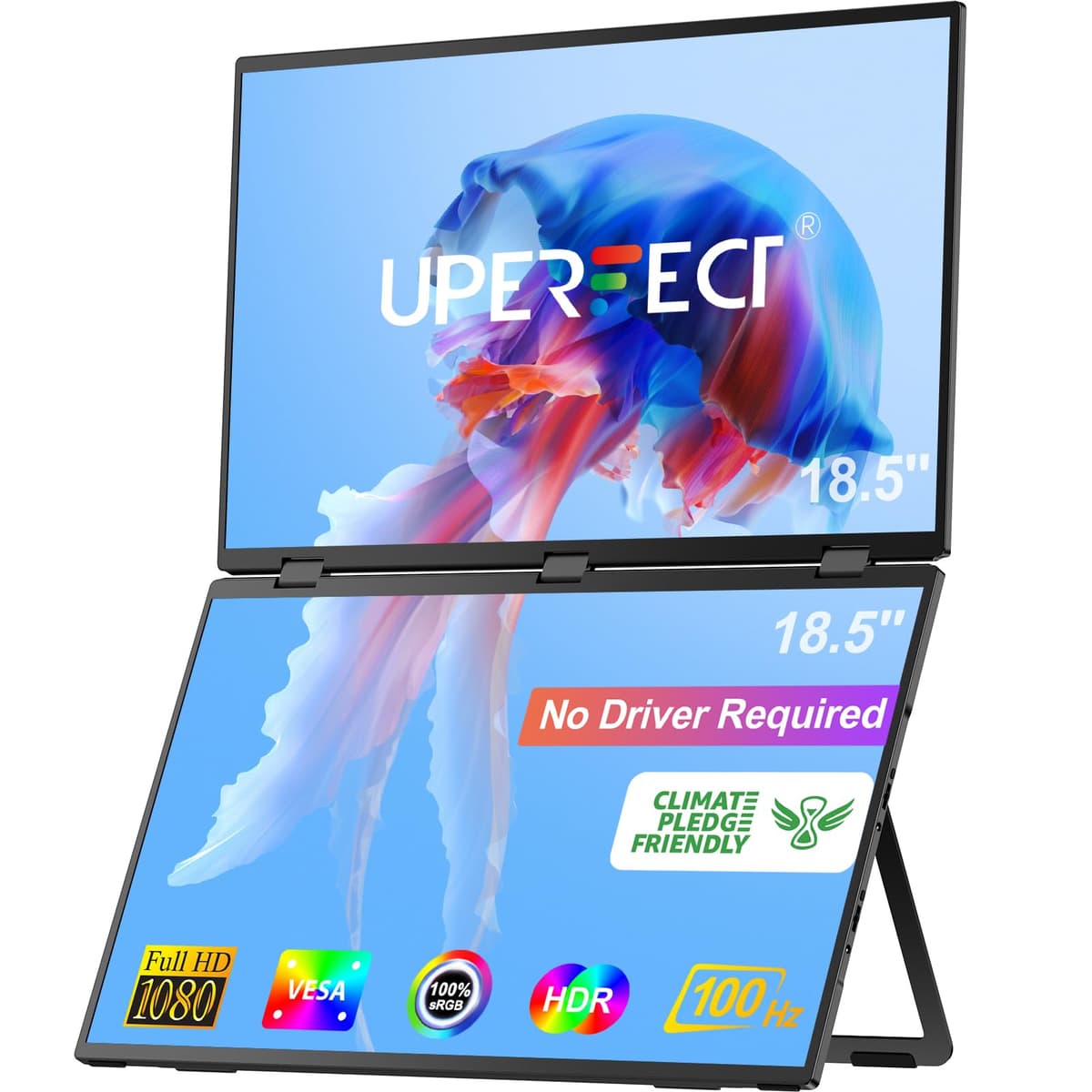 UPERFECT Delta Max 18.5" 100Hz Monitor Doble Portátil Apilable M185E11