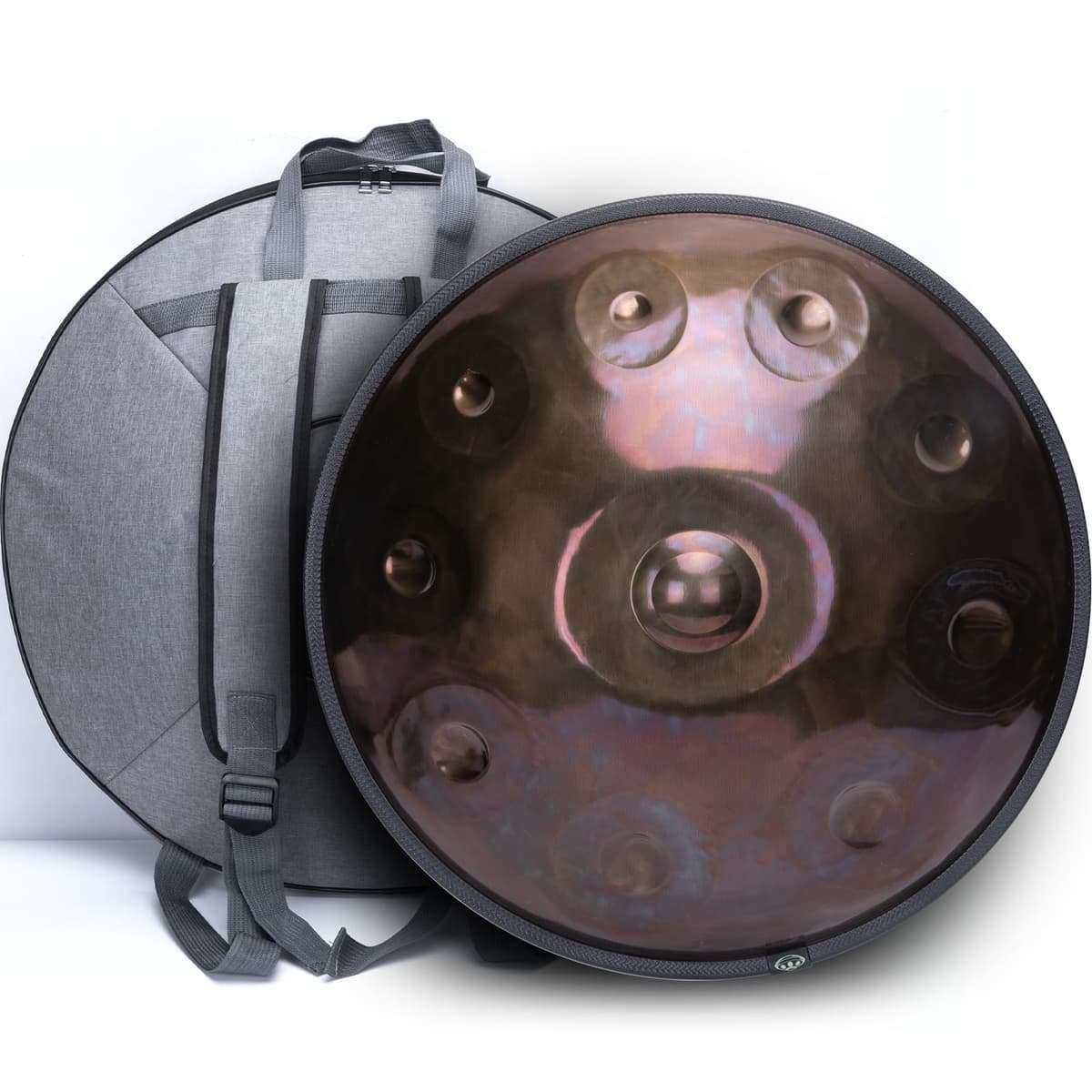 SINGOFIRE Handpan Ember Steel 10 notas 22" 440Hz D Minor Kurd con Funda y Soporte Telescópico, Iridescent-Gold Handpan Drum-10