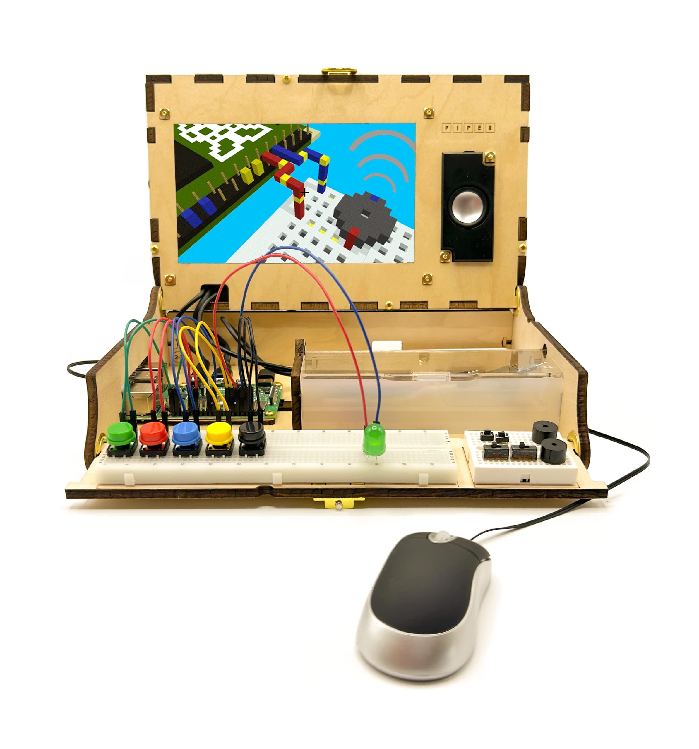 Kit de Computadora Piper: Premiado, Aprendizaje STEAM con Raspberry Pi, Programación por Arrastrar y Soltar, Modo Historia, Juegos, Python y Proyectos Increíbles PC02-01-001