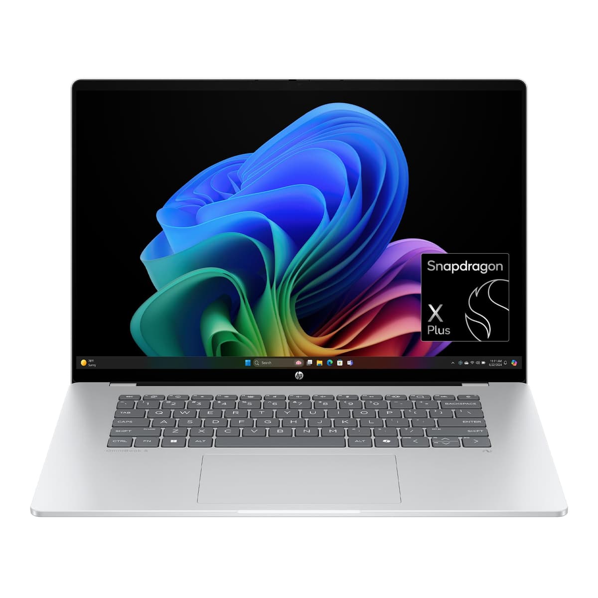 HP OmniBook 5 PC de próxima generación con IA de 16 pulgadas, pantalla táctil 2K, Snapdragon X Plus X1P-42-100, 16 GB RAM, 512 GB SSD, GPU Qualcomm Adreno, Windows 11 Home, Copilot+ PC, Plateado Glaciar, 16-fb0000nr C51E8UA#ABA