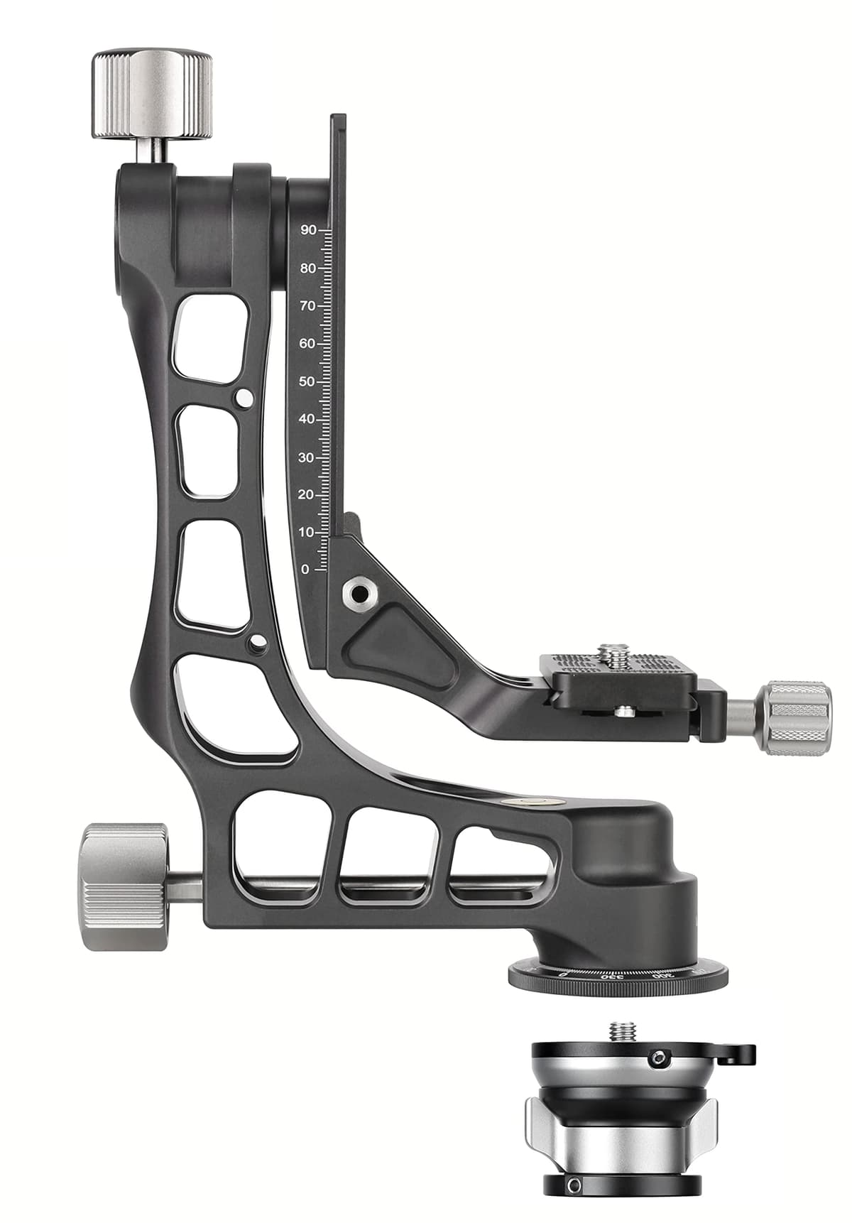 Cabezal de Trípode Gimbal Ligero y Resistente Leofoto PG-1 + Base de Nivelación de 65 mm Combo PG-1+LB-65