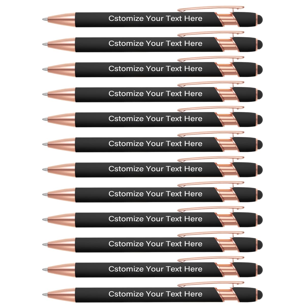 Kingluu 300 bolígrafos personalizados con punta stylus, tinta negra, grabado gratis YZBDZ004
