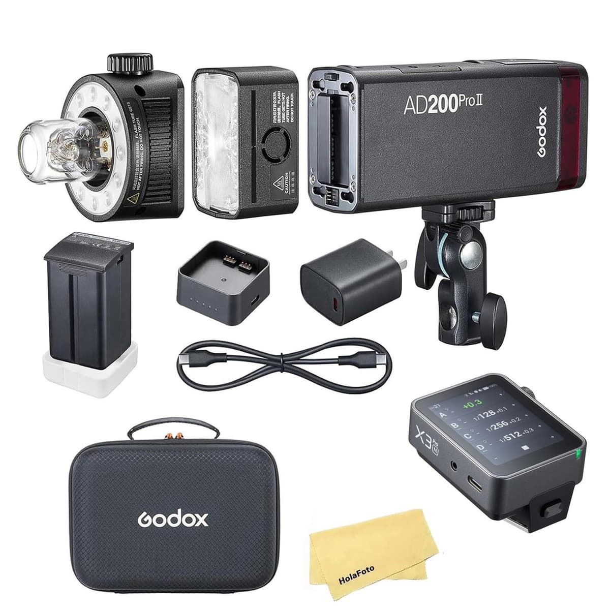 Godox AD200 Pro II Flash Pocket con X3Pro N para Nikon, Batería 2900mAh y Lámpara Modeladora Bi-Color RD-US-GD-00123