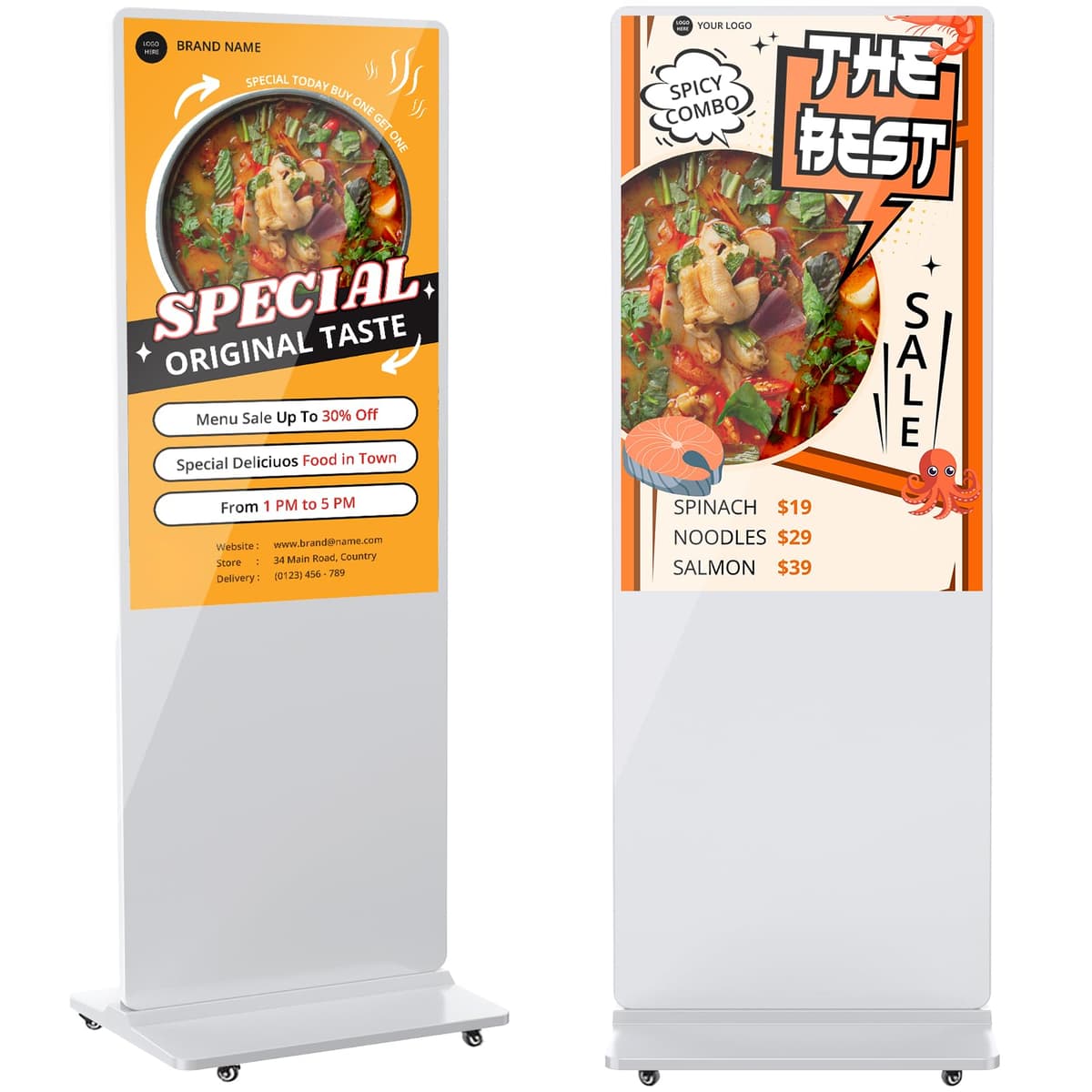 YCKJNB 49 inch 4K Indoor Digital Signage LCD IPS - Kiosco interactivo de pie con Android y reproductor automático FDSALL