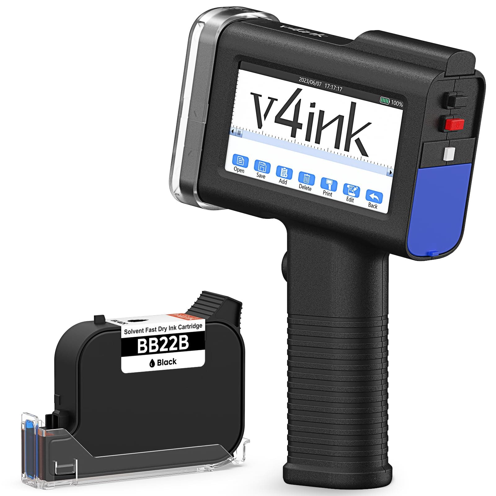 v4ink BENTSAI Handheld Inkjet Printer BT-HH6105B2 Portable TIJ Handheld Printer 12.7mm Print Height
