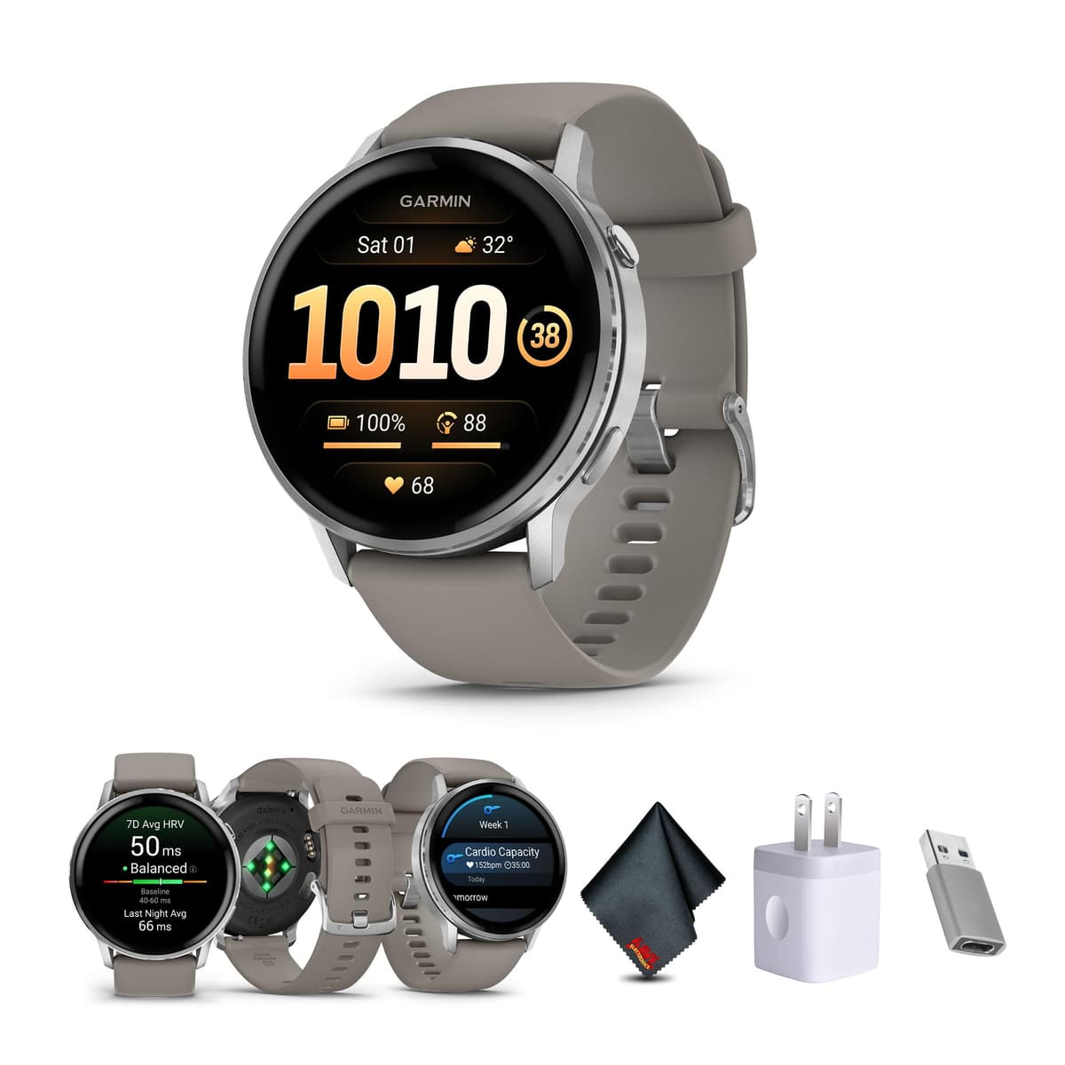 Garmin Venu 4 45mm - Smartwatch GPS y entrenador avanzado (Silver, correa gris) 010-03014-01-AG2-1