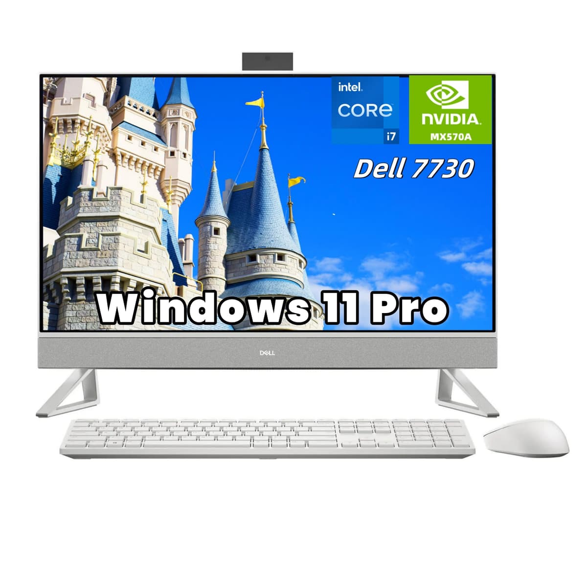 Dell Inspiron de 27 pulgadas todo en uno, Core 7-150U (hasta 5.4 GHz), NVIDIA GeForce MX570A, 32 GB DDR5, SSD de 2 TB, pantalla táctil FHD IPS, Windows 11 Pro i7730-7319WHT
