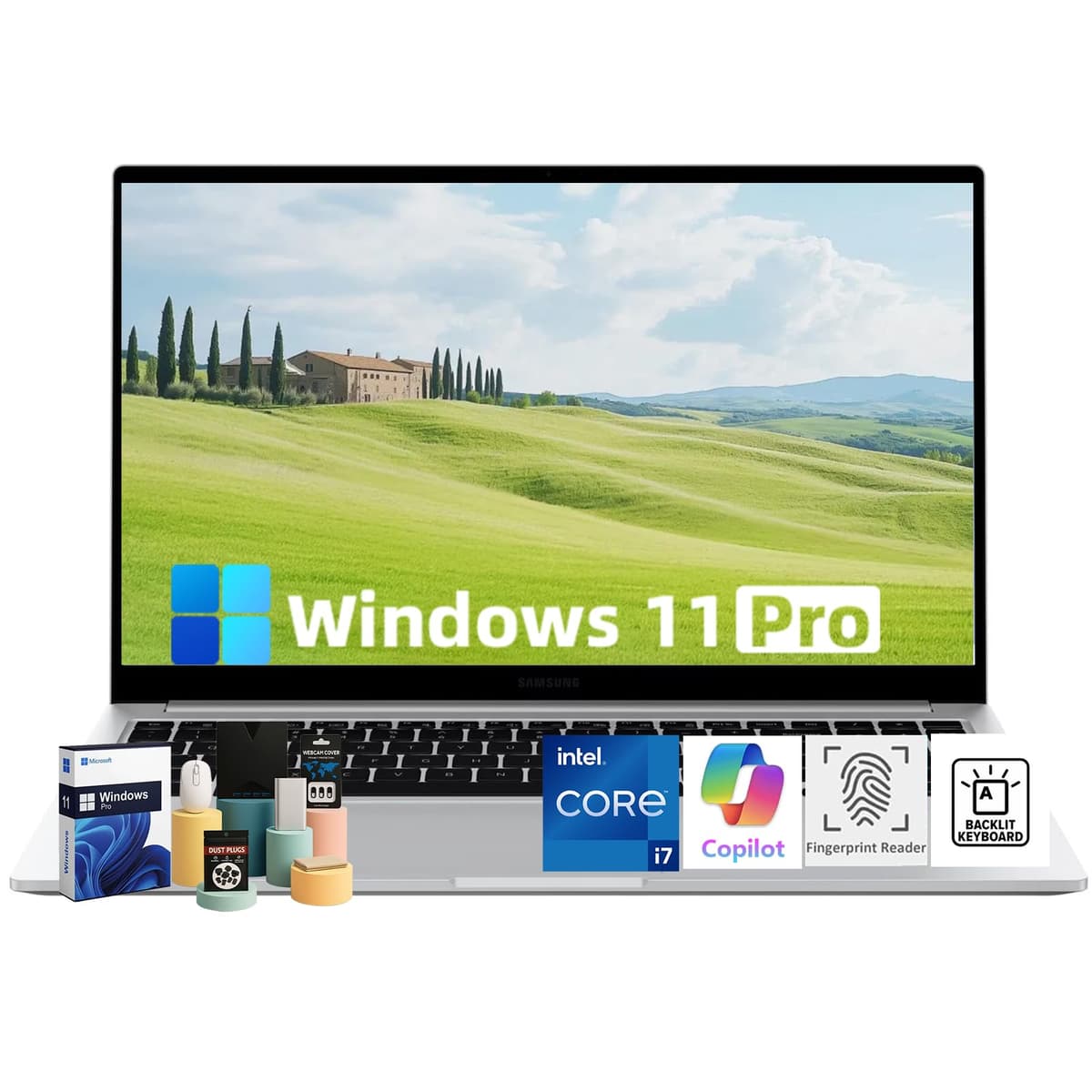 Samsung Galaxy Book4 15.6" FHD - Procesador Intel Core 7 150U (10 núcleos), 16GB RAM, 1TB SSD, Teclado retroiluminado, Lector de huellas, Copilot AI, Windows 11 Pro para Empresas y Estudiantes