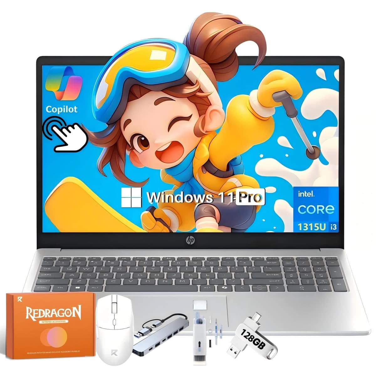 HP 2025 Nuevo Laptop Táctil de 15.6" para Negocios y Estudiantes, Intel i3-1315U de 13ª Gen hasta 4.5 GHz, 32 GB RAM, 1 TB SSD, Gráficos Intel UHD, Copilot AI PC, Wi-Fi 6, Larga Duración de Batería, Windows 11 Pro HP Laptop