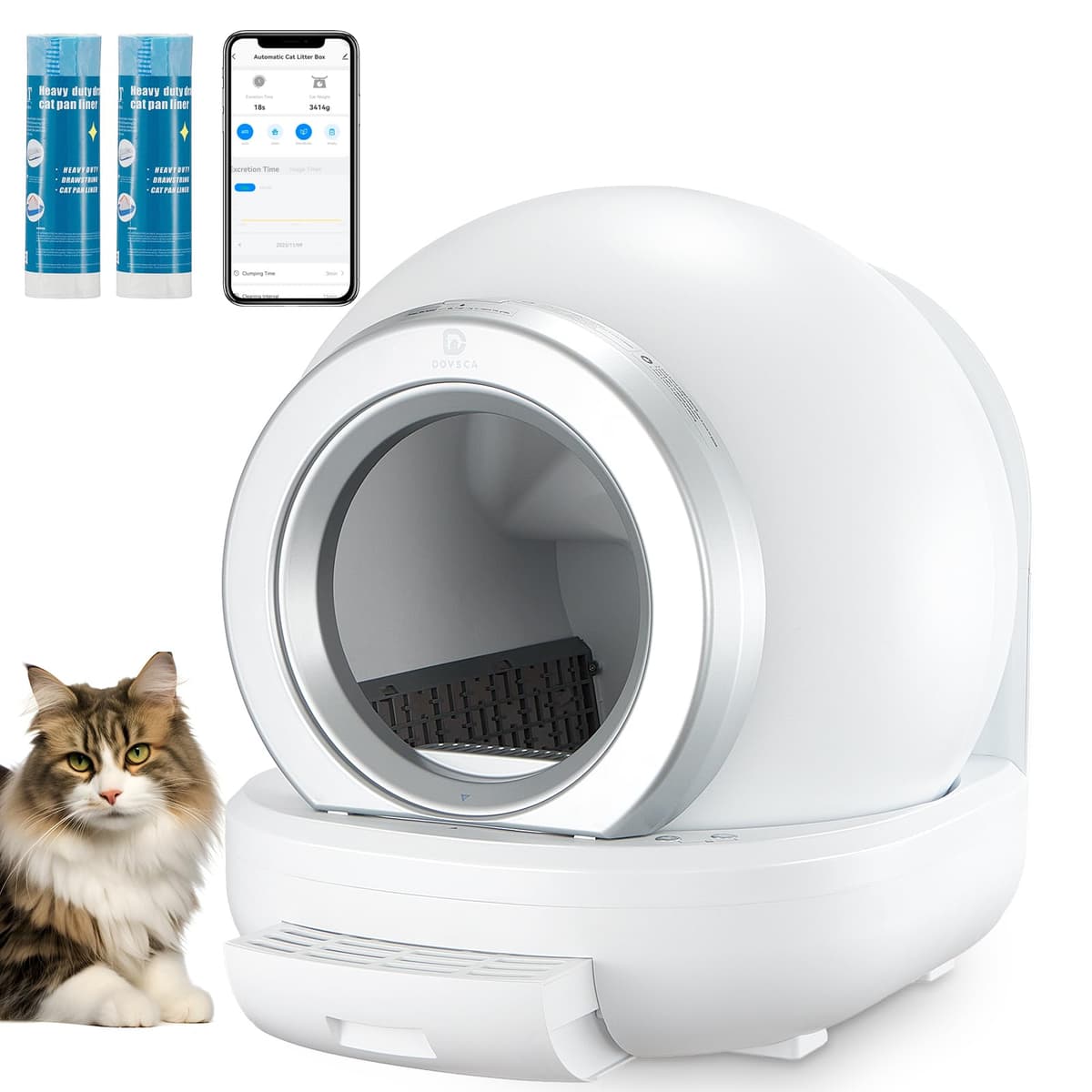 DOVSCA Caja de Arena Autolimpiante, Caja de Arena Automática para Gatos