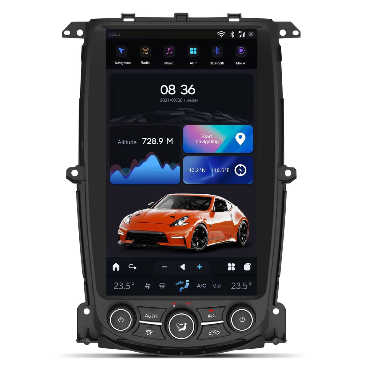 syschotech Aucar 13.6" T-Style Android 11 Multimedia para Nissan 370Z 2009-2021, 8+128GB, Wireless CarPlay