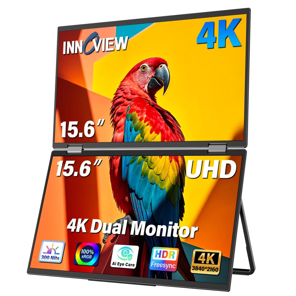 InnoView 15.6" 4K Dual Portable Monitor 3840x2160,100% sRGB, diseño plegable INVPM109