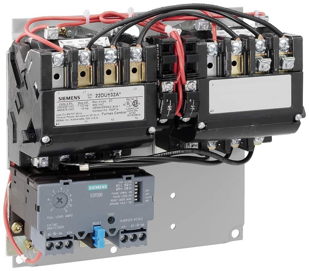Siemens 22BUB32AA Arrancador de motor de servicio pesado reversible, sobrecarga electrónica, Tamaño 00
