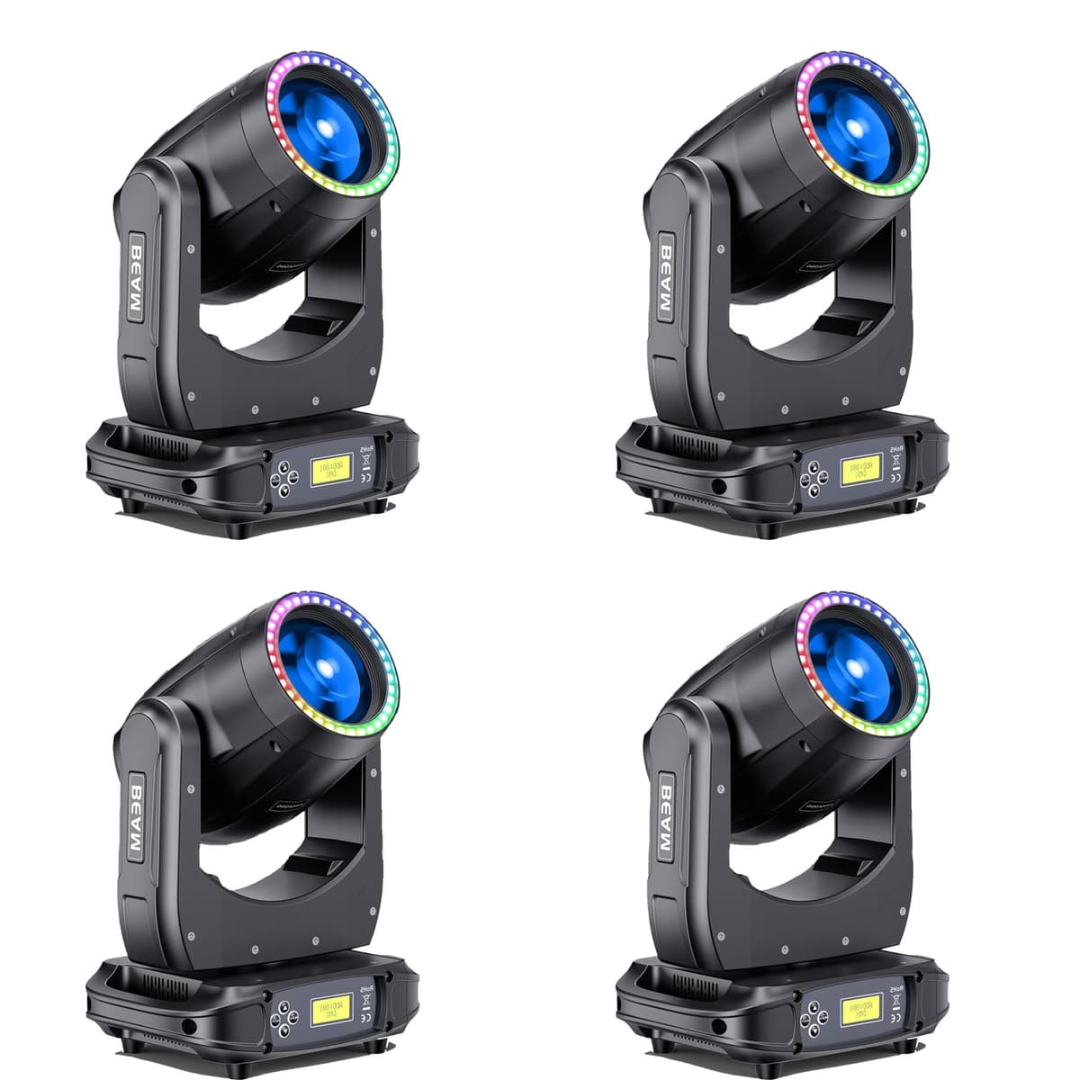 Xelletye Pack 4 Moving Head 180W con 15 Gobos y 13 Colores, DMX512 16 Canales, Sound-Activated ZQ02241US