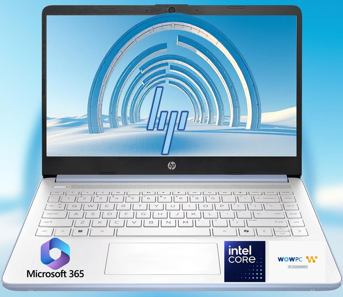 HP 14 Ultrabook Portátil • CPU Intel • 32 GB RAM • 1, 1 TB Almacenamiento (128 GB SSD con Externo + 1 TB OneDrive) • Hasta 12 Horas de Batería • Windows 11 Home • con USB de Recuperación WOWPC