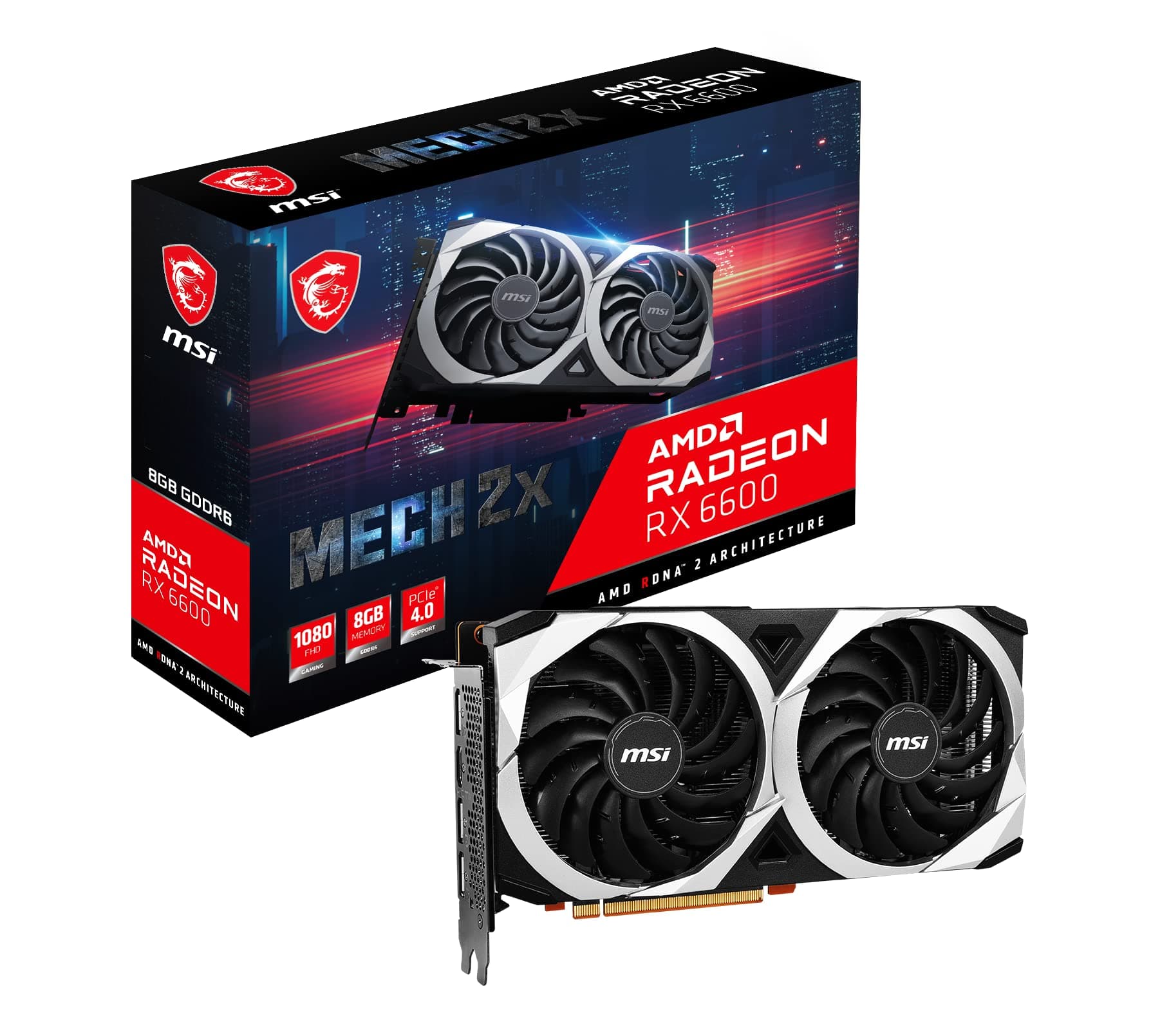 MSI Radeon RX 6600 MECH 2X 8G Tarjeta Gráfica 8GB de Memoria V502-035R
