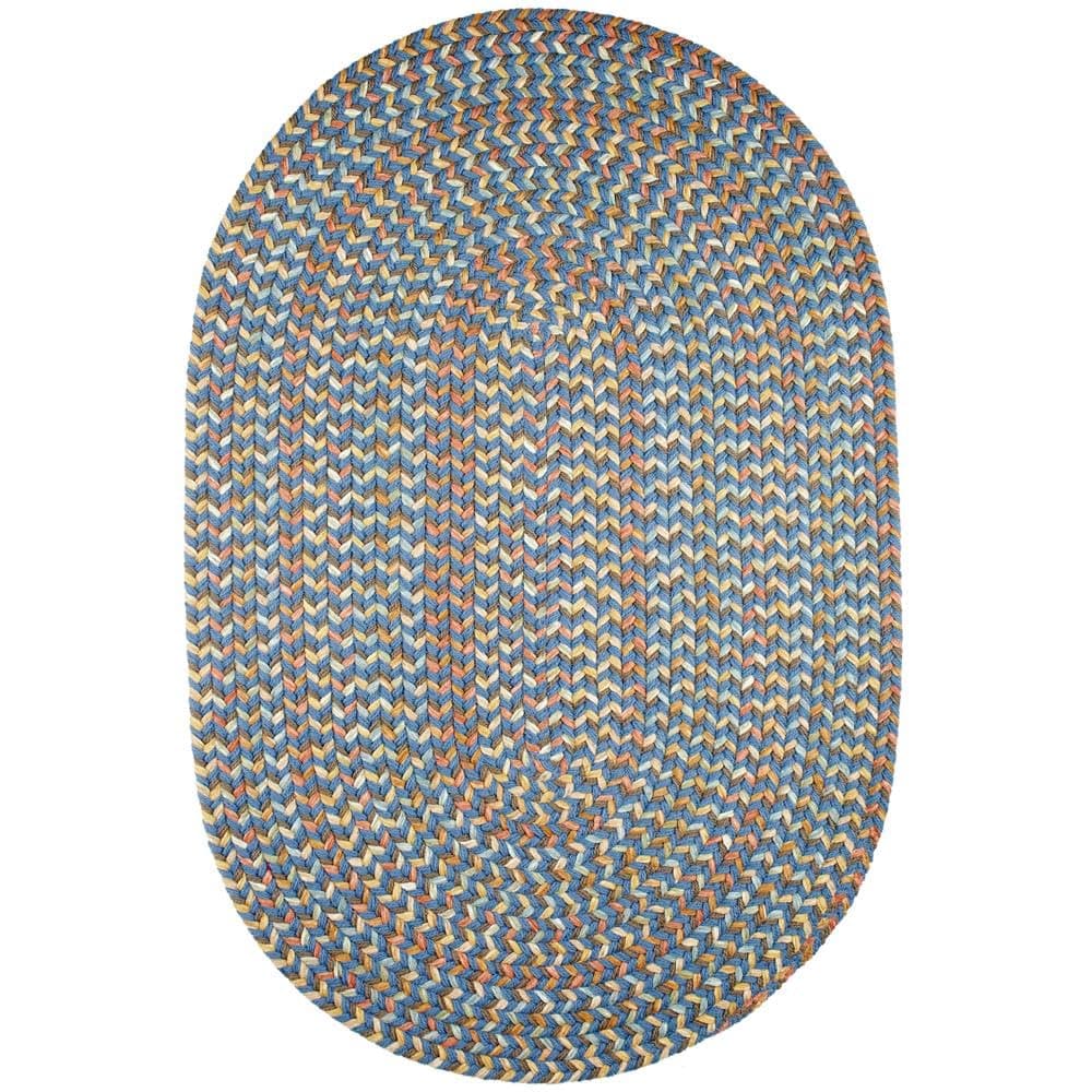 Super Area Rugs Confetti Alfombra Trenzada Interior/Exterior - Hecha en USA - Marina Blue - 6' x 9' Oval RHO-CY97R072X108
