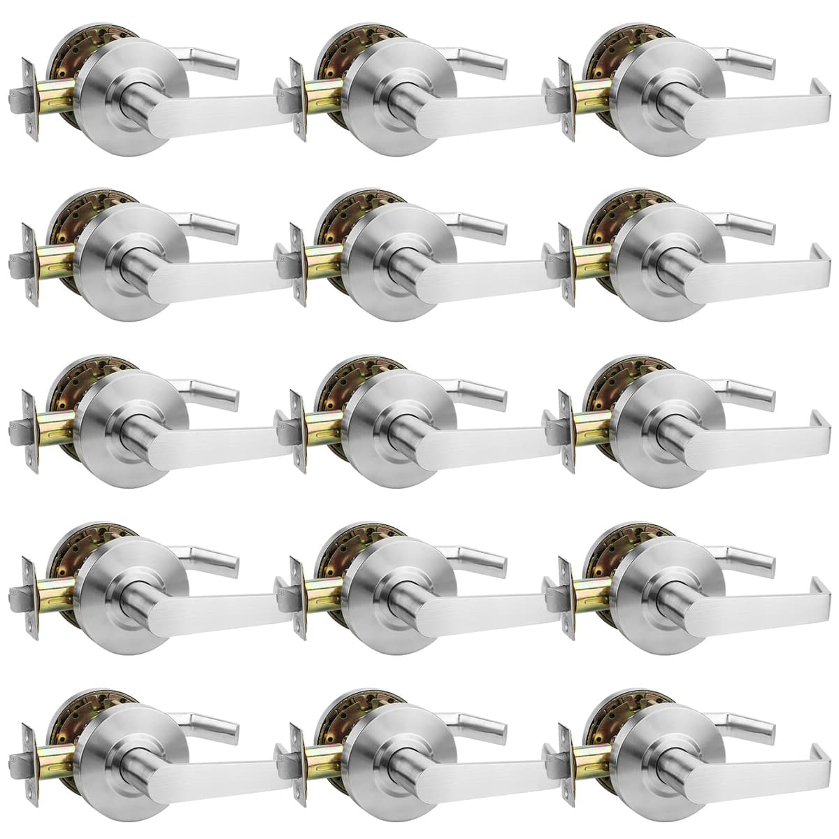 15 Pack Cerrojos de Manija de Puerta Comerciales Grado 2 para Closet y Puerta de Paso con Clasificación de Resistencia al Fuego UL de 3 Horas, Cumple con ADA, Acabado Cromo Satinado 26D y Espalda de 2 3/4" Golingda-Commercial-CP-3-PS-15P