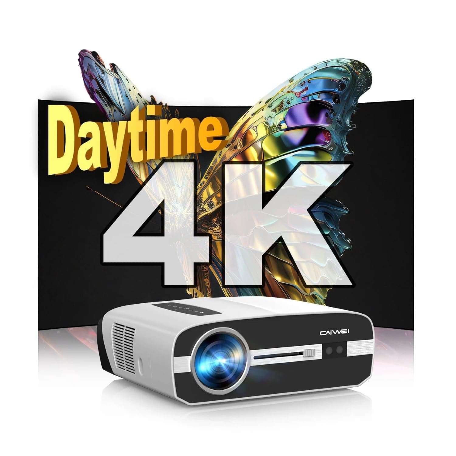 CWEUG Proyector 4K A9S Smart 2000 ANSI lúmenes con pantalla, WiFi6, Bluetooth y Android 11