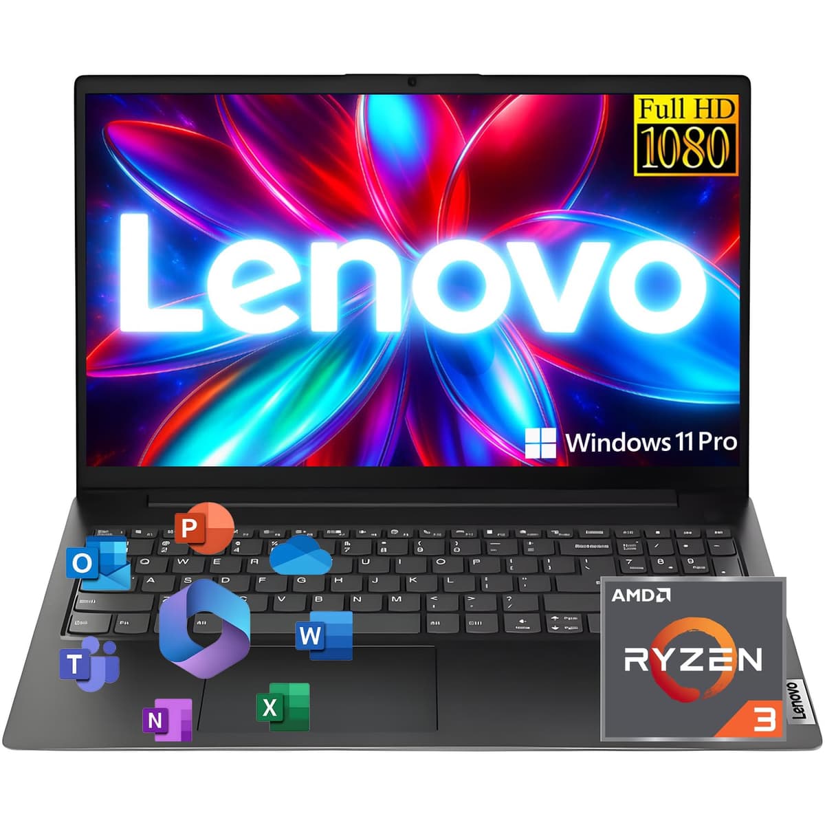 Lenovo Nuevo V15 Laptop para Estudiantes y Negocios con Microsoft Office, AMD Ryzen 3 7320U (Mejor que i7-1065G7), 15.6'' FHD, Gráficos Radeon, 16GB RAM, 1TB SSD, Puerto Ethernet RJ-45, WiFi 6, Windows 11 Pro