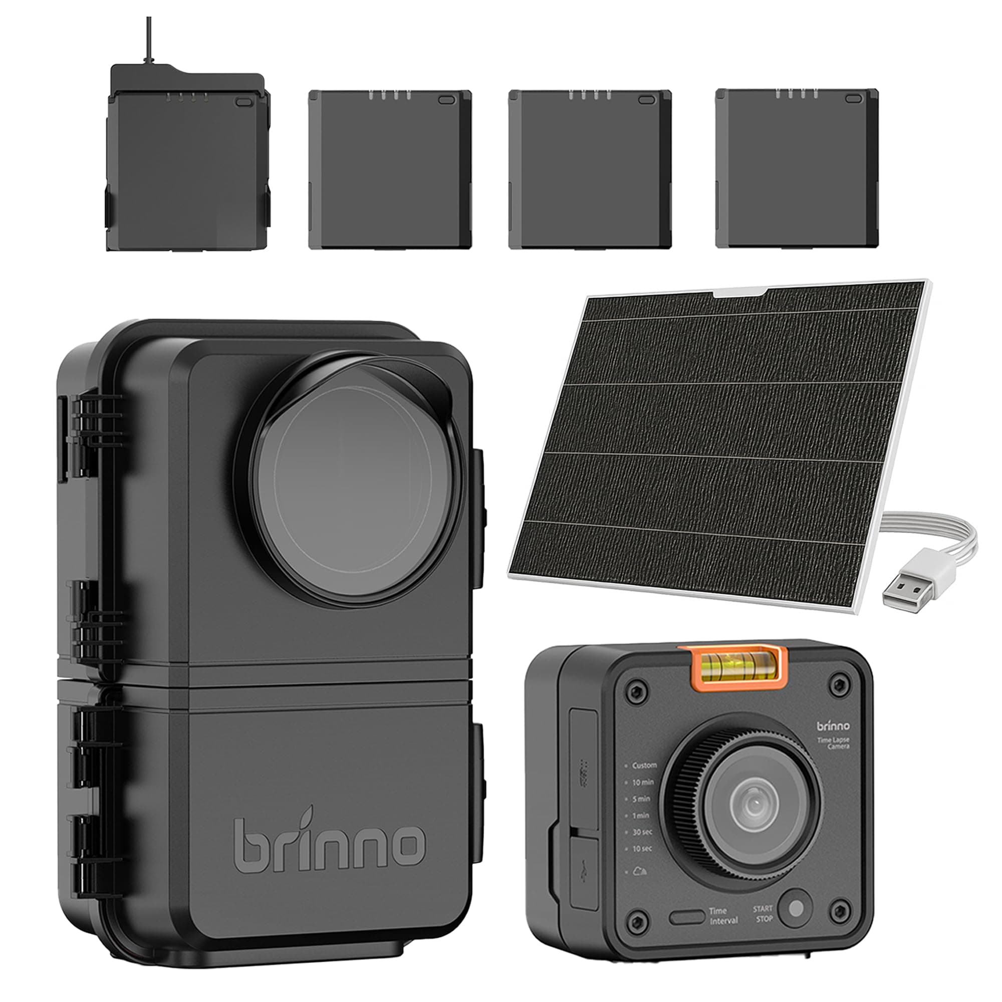 Brinno BCC5000 + APB1000 + ASP1000-P Bundle: Cámara timelapse 4K con panel solar y kit de baterías