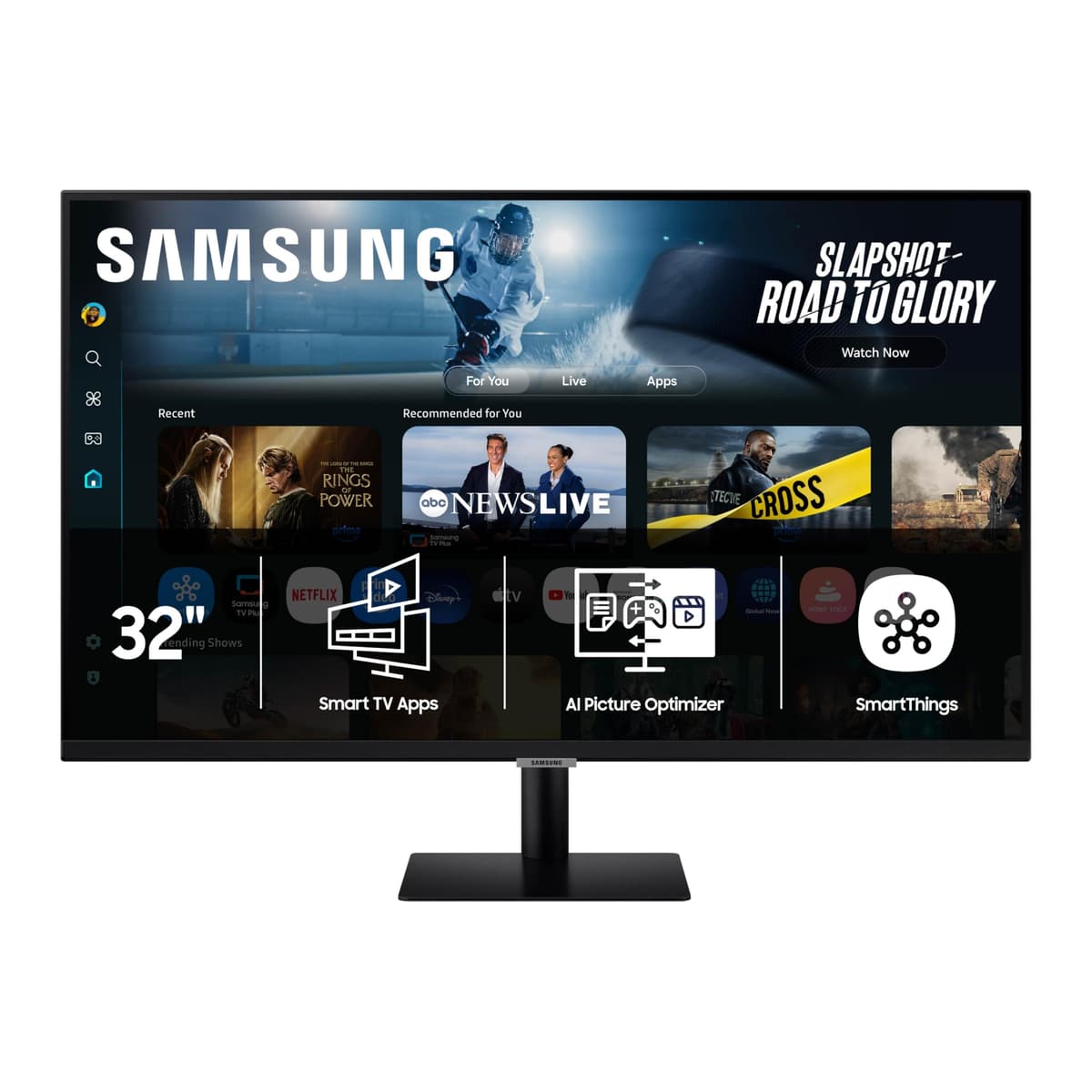 Monitor Smart Samsung 32" M7 (M70F) Pantalla 4K UHD, Samsung Vision AI, Apps Smart TV, Gaming Hub, USB-C, HDMI y USB-A, Negro, LS32FM702UNXZA, 2025