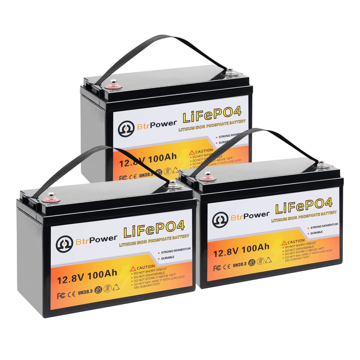 BtrPower 12V 100AH LiFePO4 (3PACK) con BMS 100A btr-12