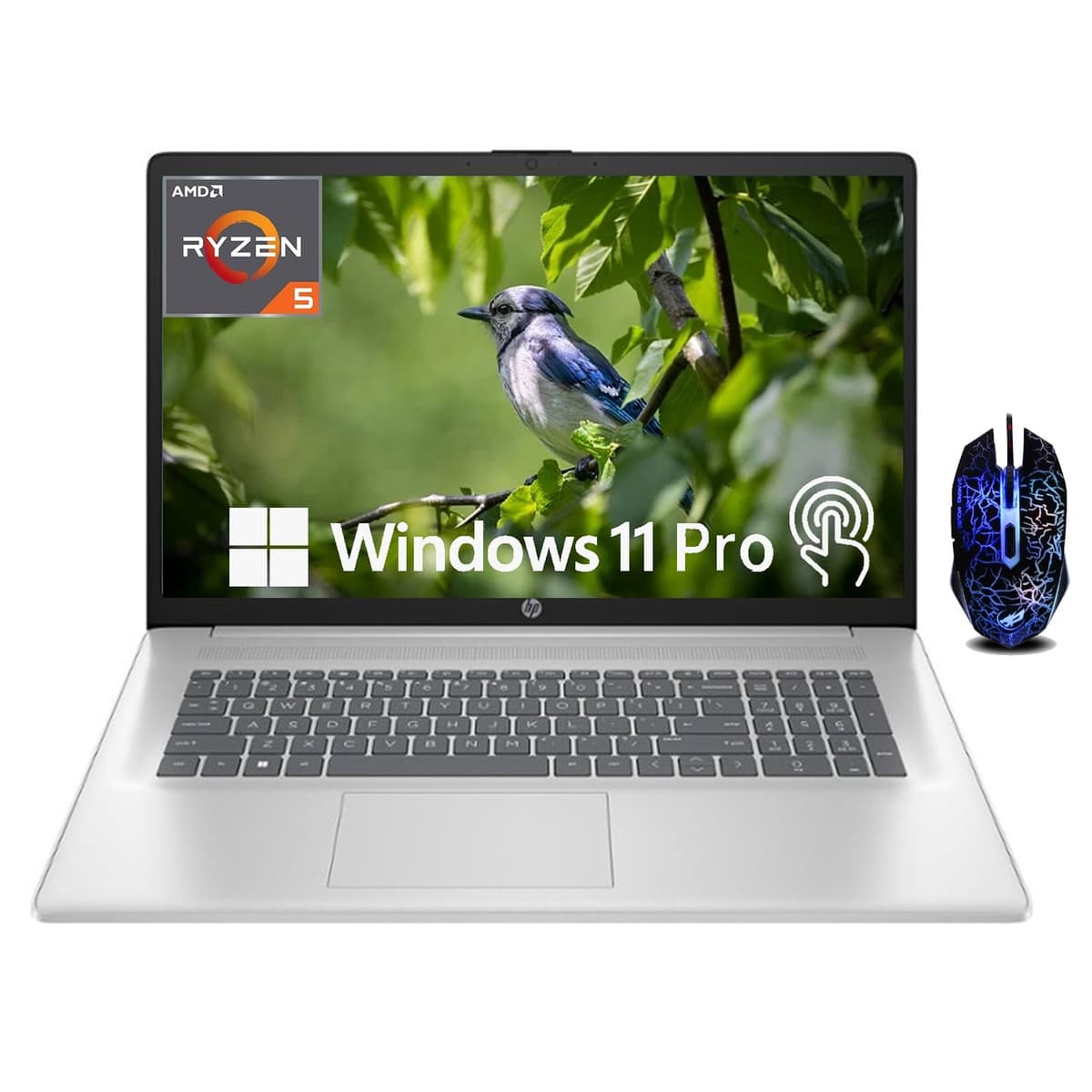 HP Notebook 17.3" HD+ con pantalla táctil - AMD Ryzen 5 7530U, 64GB RAM, 4TB SSD, Windows 11 Pro HP Laptop