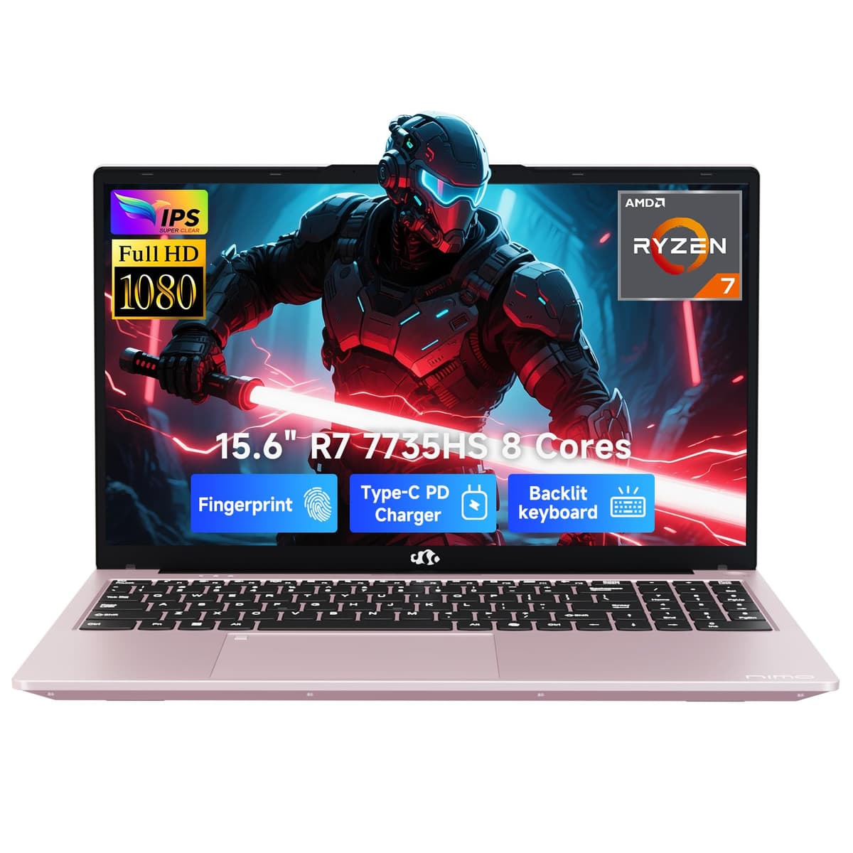 NIMO Laptop para Juegos de 15.6", Computadora con AMD Ryzen 7 7735HS de 8 núcleos (Mejor que i7-12650H, hasta 4.75 GHz), 16GB DDR5, SSD 1TB, Gráficos Radeon 680M, USB-C 100W, Teclado Retroiluminado, Lector de Huellas ARN21S