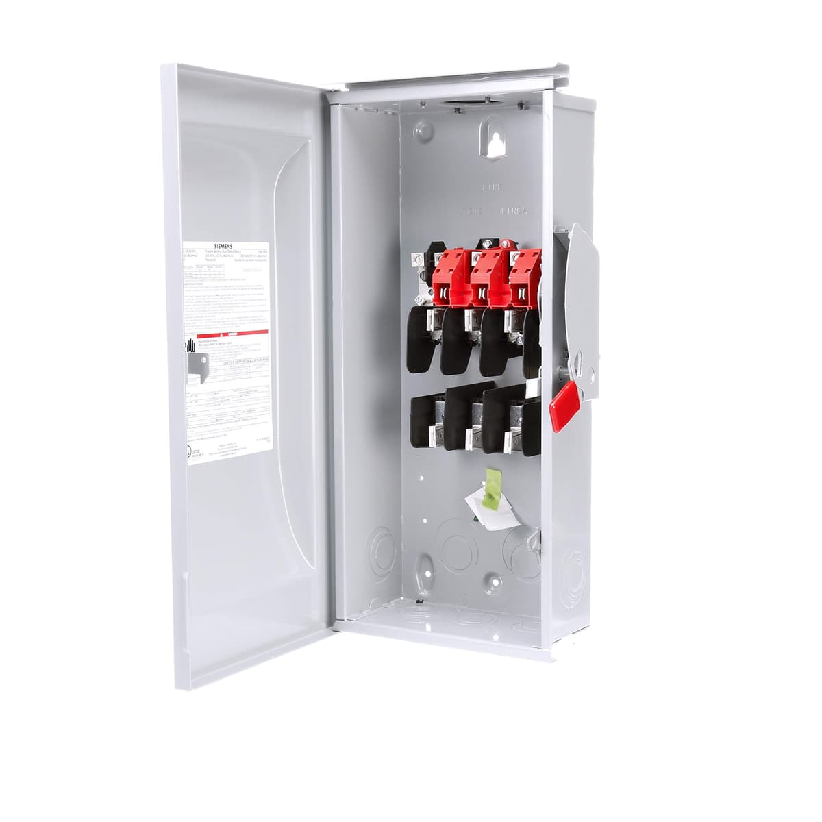 SIEMENS GF323NR 100 amperios, 3 polos, 240 voltios, 4 cables, fusible, servicio general, apto para exteriores