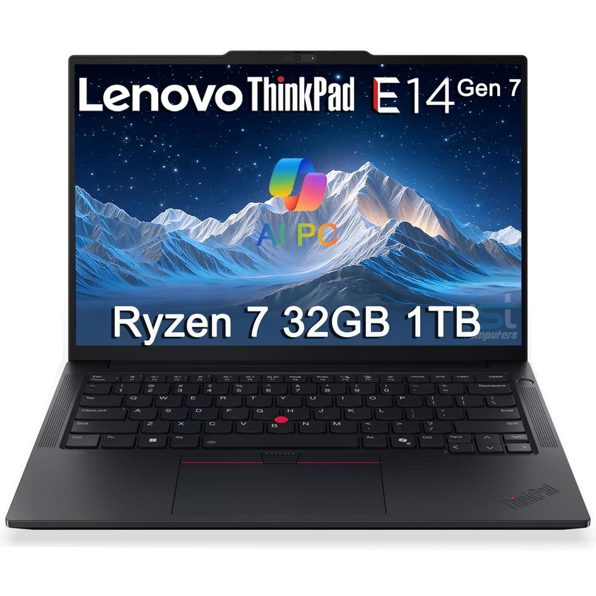 ist computers Lenovo ThinkPad E14 Gen 7 Laptop Empresarial AI (14" FHD+, AMD Ryzen 7 250 (> Intel Ultra 7 155U), 32GB RAM DDR5, SSD 1TB), Teclado Retroiluminado, Lector de Huellas, Webcam 5MP, Ethernet, Wi-Fi, Windows 11 Pro, 2026