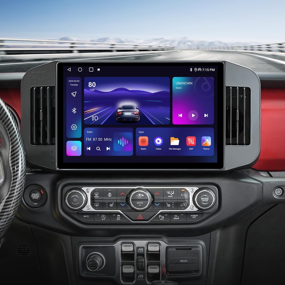 AINAVI Android Car Radio para Jeep Wrangler JL / Gladiator JT 2019-2023 con Wireless CarPlay y Android Auto (4G+64G)