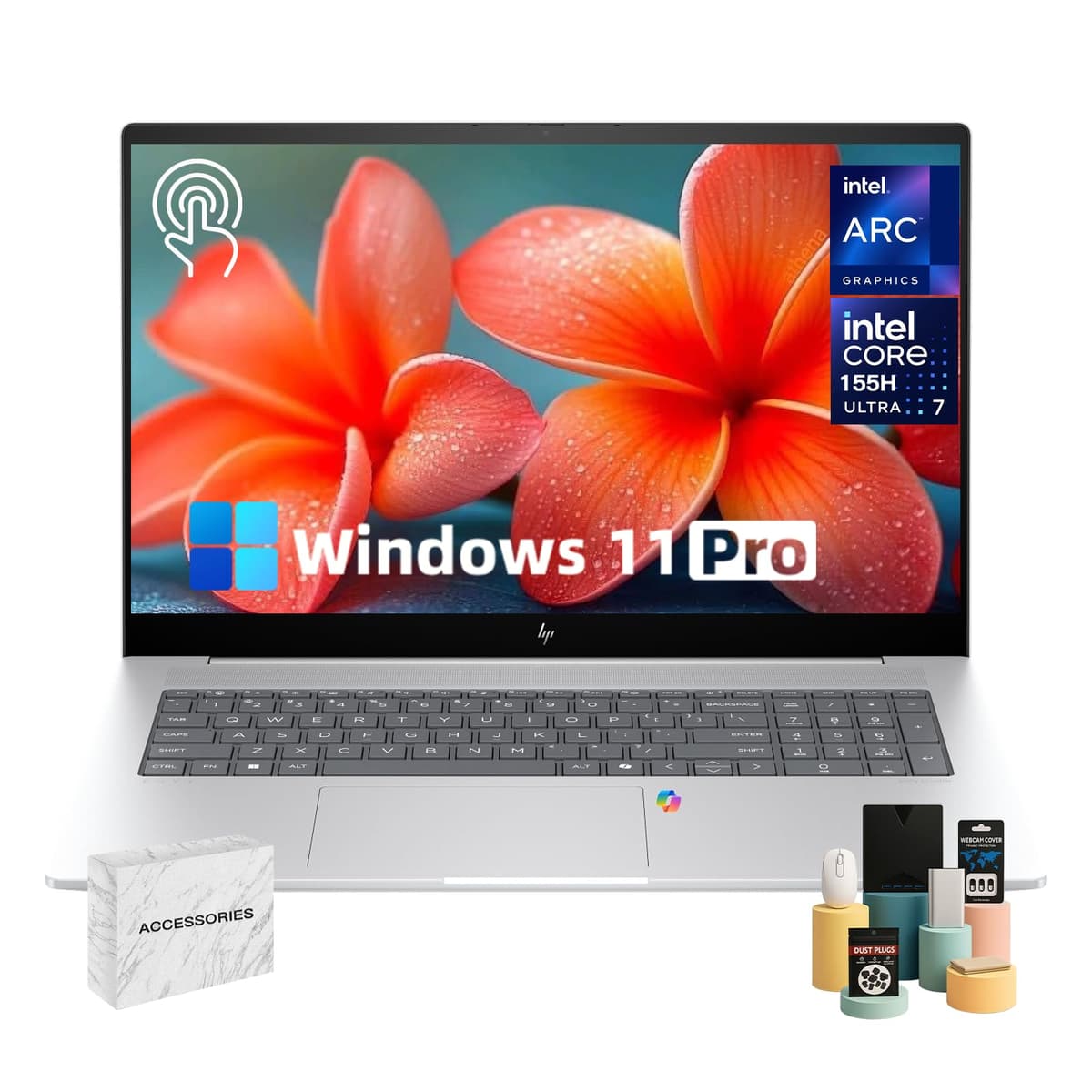 HP Laptop táctil de 15.6 pulgadas - Intel Core i7-1355U de 13ª generación (10 núcleos), 1920 x 1080 Full HD, 300 nits, Wi-Fi 6, Bluetooth, Windows 11 Pro para empresas y estudiantes (64 GB RAM | 2 TB SSD)