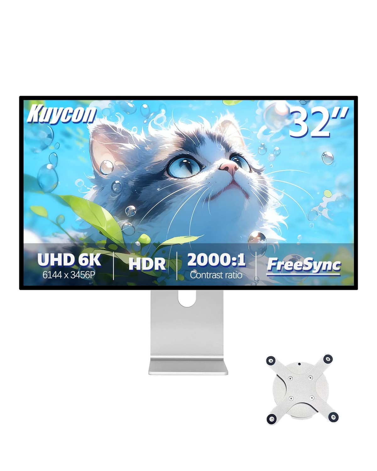 Kuycon G32P 32" 6K IPS Black Monitor 6144×3456 HDR10, 99% sRGB, 5ms, HDMI/DP/USB-C, Honeycomb con Soporte K-G32P