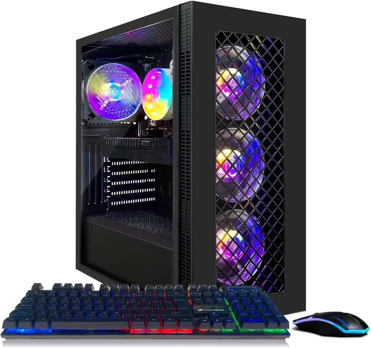 STGAubron PC de Escritorio Gamer, Intel Core i7 8ª Gen hasta 4.1 GHz, GeForce GTX 1660 Super 6GB, 16GB DDR4, 512GB SSD, WiFi 6 y BT 5.2, 4 Ventiladores RGB, Windows 11 Home ABR1824