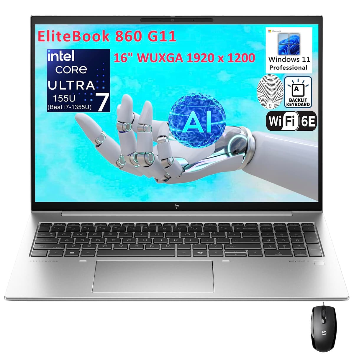 HP EliteBook 860 G11 16" FHD+ Intel Ultra 7 155U, 32GB DDR5, 1TB PCIe SSD, Windows 11 Pro