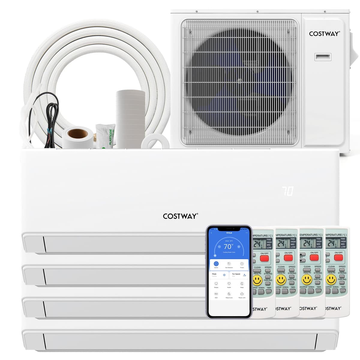 COSTWAY Mini Split 30k 4 zonas 9k+9k+9k+9k, 23 SEER2, Heat Pump WiFi, Ductless Energy Star c93dfbb6-0896-4db9-8478-4489b3ca37ee