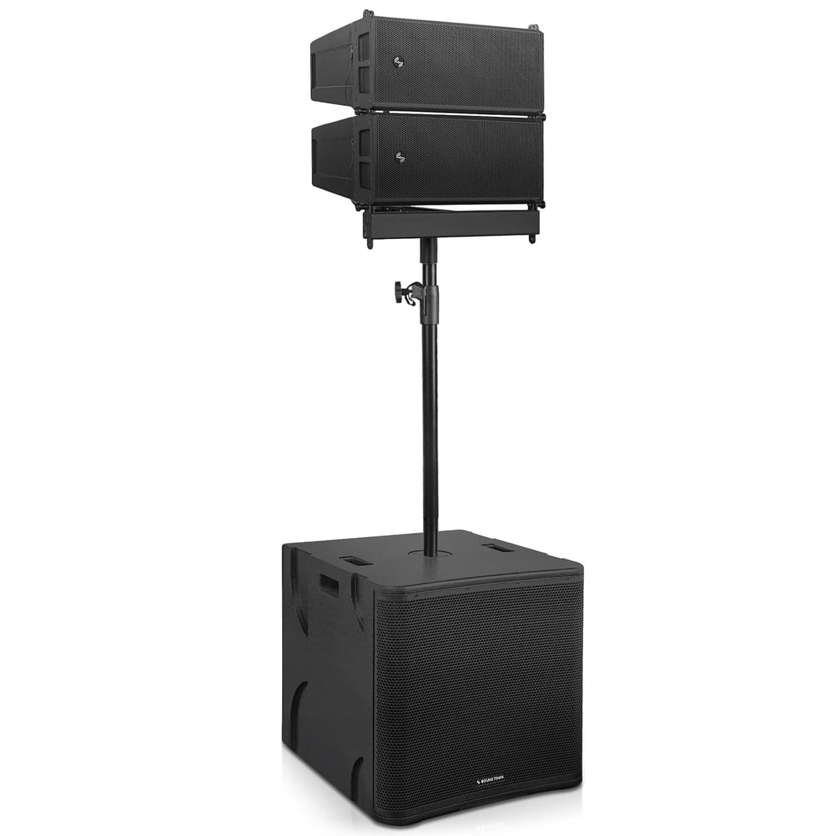 Sound Town ZETHUS Line Array con dos parlantes dobles de 6.5", subwoofer 18" y marco (ZS-A26X2-18S)