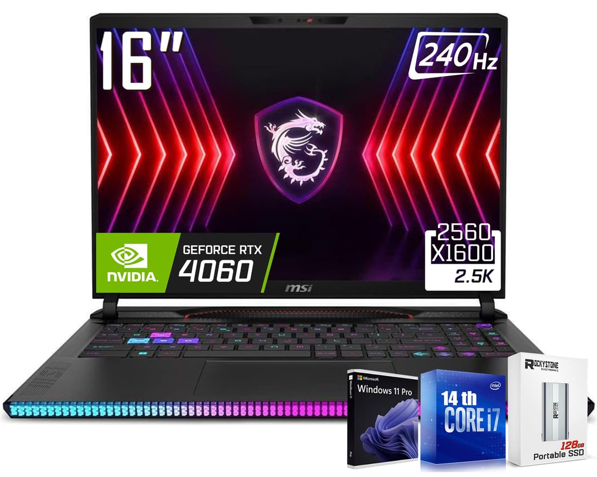MSI Raider GE68Hx 16" 2.5K 240Hz Gaming Laptop - i7-14700HX, RTX 4060, 32GB, 1TB, Win 11 Pro GS73VR 7RF-232CA