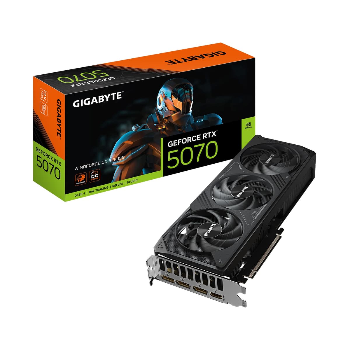 GIGABYTE GeForce RTX 5070 WINDFORCE OC SFF 12G Tarjeta Gráfica, 12GB 192-bit GDDR7, PCIe 5.0, Sistema de Refrigeración WINDFORCE, Tarjeta de Video GV-N5070WF3OC-12GD