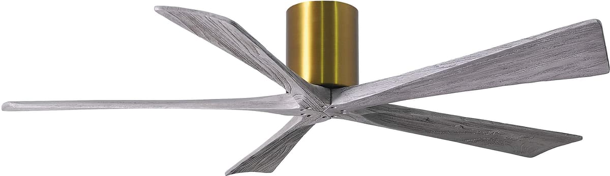 Matthews IR5H-BRBR-BW-60 Irene Ventilador de Techo Empotrado de 60" Resistente a la Humedad con Control Remoto y de Pared, Motor DC Silencioso, 5 Aspas de Madera Maciza en Tono Barn Wood, Latón Cepillado