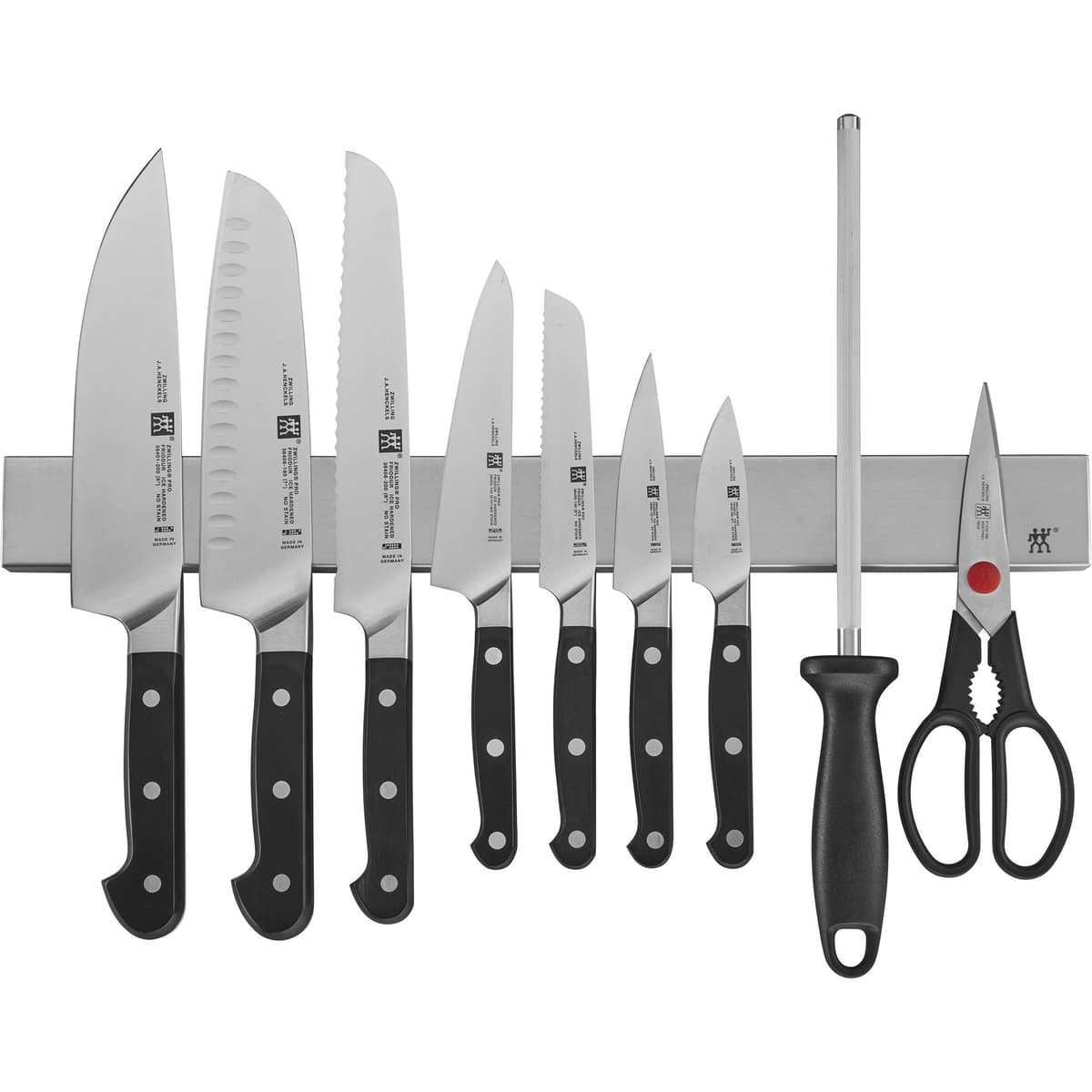ZWILLING Pro - Juego de cuchillos 16 piezas con barra magnética de acero de 17.5" 38431-016