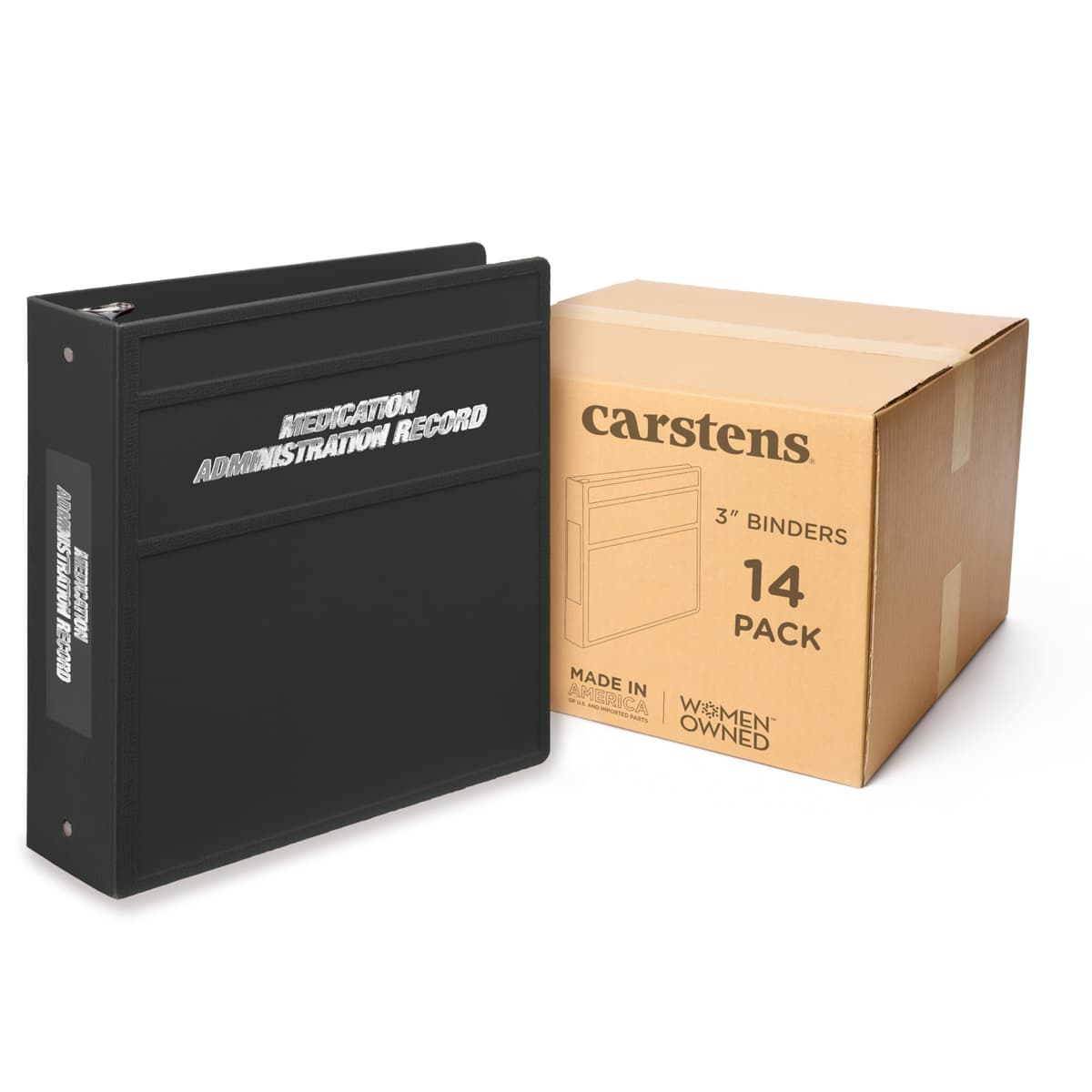 Carstens 3-Inch Heavy Duty Round Ring Binder para Medication Administration Record - Side Opening Charcoal Gray, Case of 14 MAR-3R